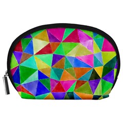 Triangles, colorful watercolor art  painting Accessory Pouches (Large) 