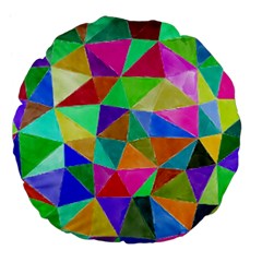 Triangles, Colorful Watercolor Art  Painting Large 18  Premium Flano Round Cushions