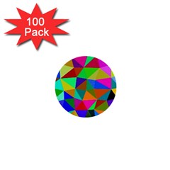 Colorful Triangles, oil painting art 1  Mini Buttons (100 pack) 