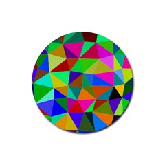 Colorful Triangles, oil painting art Rubber Coaster (Round) 