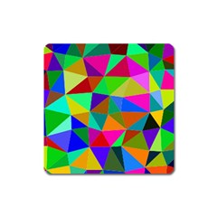 Colorful Triangles, Oil Painting Art Square Magnet by picsaspassion