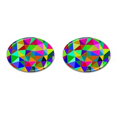 Colorful Triangles, oil painting art Cufflinks (Oval)