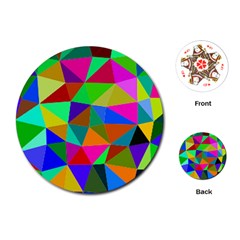 Colorful Triangles, oil painting art Playing Cards (Round) 