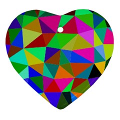 Colorful Triangles, oil painting art Heart Ornament (2 Sides)