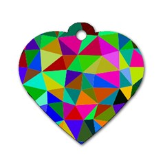 Colorful Triangles, oil painting art Dog Tag Heart (Two Sides)