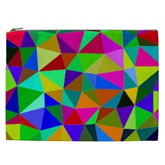 Colorful Triangles, oil painting art Cosmetic Bag (XXL) 