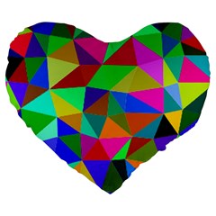 Colorful Triangles, oil painting art Large 19  Premium Heart Shape Cushions