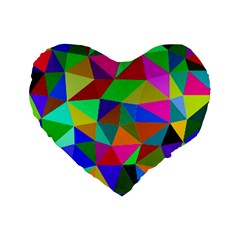 Colorful Triangles, Oil Painting Art Standard 16  Premium Flano Heart Shape Cushions