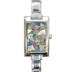 Colorful Triangles, Pencil Drawing Art Rectangle Italian Charm Watch by picsaspassion