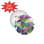 Colorful Triangles, pencil drawing art 1.75  Buttons (100 pack)  Front