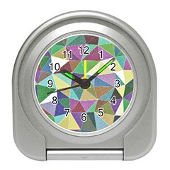 Colorful Triangles, Pencil Drawing Art Travel Alarm Clocks by picsaspassion