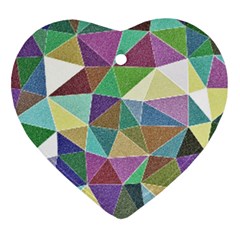 Colorful Triangles, Pencil Drawing Art Heart Ornament (2 Sides) by picsaspassion