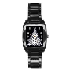 Christmas Fir, Black And White Stainless Steel Barrel Watch by picsaspassion