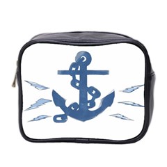 Blue Anchor,  Aquarel Painting Art Mini Toiletries Bag 2-side by picsaspassion