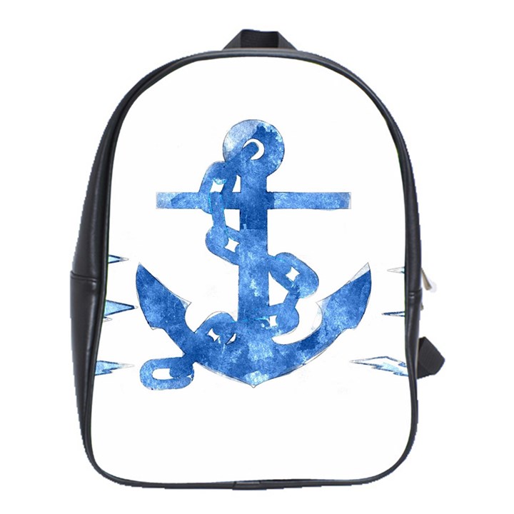 Anchor Aquarel painting art, soft blue School Bags(Large) 