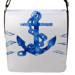 Anchor Aquarel Painting Art, Soft Blue Flap Messenger Bag (s) by picsaspassion