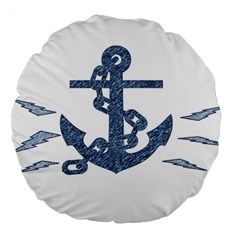 Anchor Pencil Drawing Art Large 18  Premium Flano Round Cushions by picsaspassion