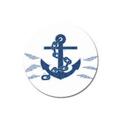 Blue Anchor Oil Painting Art Magnet 3  (round)