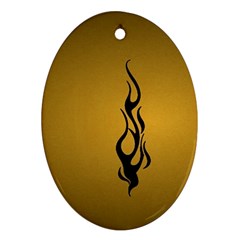 Flame Black, Golden Background Oval Ornament (two Sides) by picsaspassion