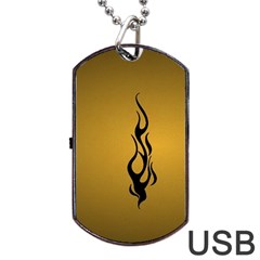 Flame Black, Golden Background Dog Tag Usb Flash (two Sides)  by picsaspassion