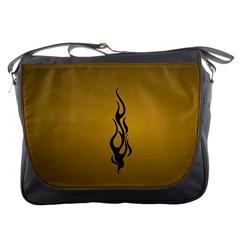 Flame Black, Golden Background Messenger Bags by picsaspassion