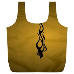 Flame Black, Golden Background Full Print Recycle Bags (l)  by picsaspassion