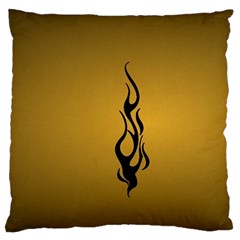 Flame Black, Golden Background Large Flano Cushion Case (one Side)