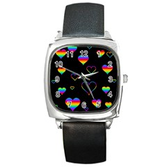 Rainbow Harts Square Metal Watch by Valentinaart