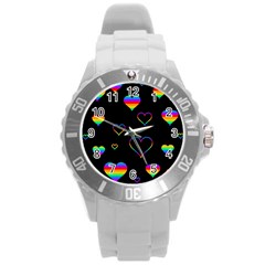 Rainbow Harts Round Plastic Sport Watch (l) by Valentinaart