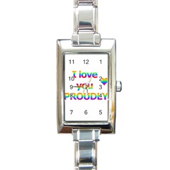 Proudly Love Rectangle Italian Charm Watch by Valentinaart