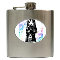 Shy Anime Girl Hip Flask (6 Oz) by Brittlevirginclothing