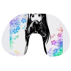Shy Anime Girl Travel Neck Pillows by Brittlevirginclothing