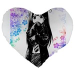 Shy Anime Girl Large 19  Premium Flano Heart Shape Cushions Front