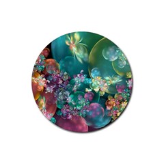 Butterflies, Bubbles, And Flowers Rubber Round Coaster (4 Pack)  by WolfepawFractals