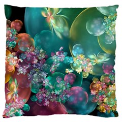 Butterflies, Bubbles, And Flowers Large Cushion Case (one Side) by WolfepawFractals