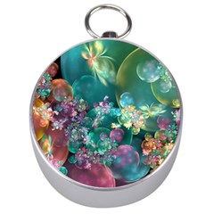 Butterflies, Bubbles, And Flowers Silver Compasses