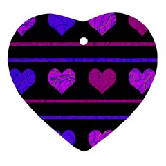 Purple And Magenta Harts Pattern Ornament (heart)  by Valentinaart
