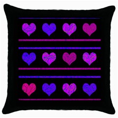 Purple And Magenta Harts Pattern Throw Pillow Case (black) by Valentinaart