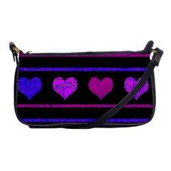 Purple And Magenta Harts Pattern Shoulder Clutch Bags by Valentinaart