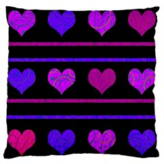 Purple And Magenta Harts Pattern Large Cushion Case (one Side) by Valentinaart