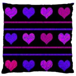 Purple and magenta harts pattern Large Flano Cushion Case (One Side) Front