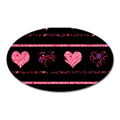 Pink Elegant Harts Pattern Oval Magnet by Valentinaart