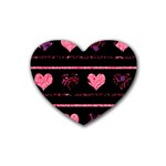 Pink elegant harts pattern Heart Coaster (4 pack)  Front