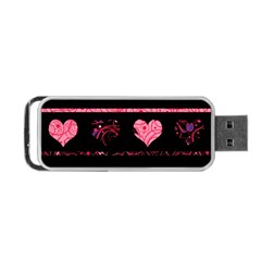 Pink Elegant Harts Pattern Portable Usb Flash (two Sides) by Valentinaart