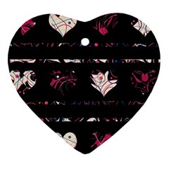 Elegant Harts Pattern Heart Ornament (2 Sides) by Valentinaart