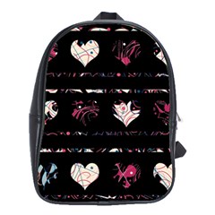 Elegant Harts Pattern School Bags(large)  by Valentinaart