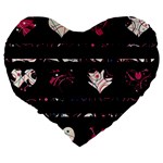 Elegant harts pattern Large 19  Premium Flano Heart Shape Cushions Back