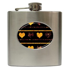 Yellow Harts Pattern Hip Flask (6 Oz) by Valentinaart