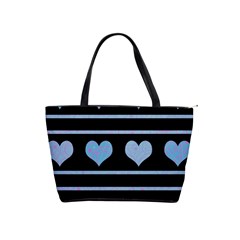 Blue Harts Pattern Shoulder Handbags by Valentinaart