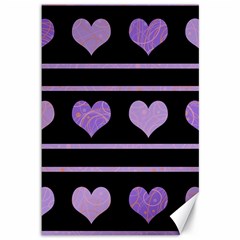 Purple Harts Pattern Canvas 12  X 18   by Valentinaart